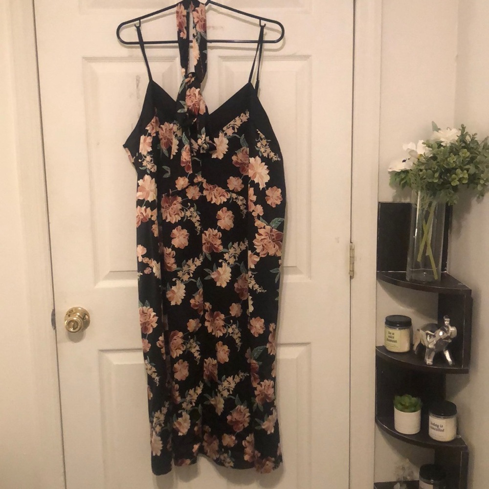 Slip dress with waist tie
